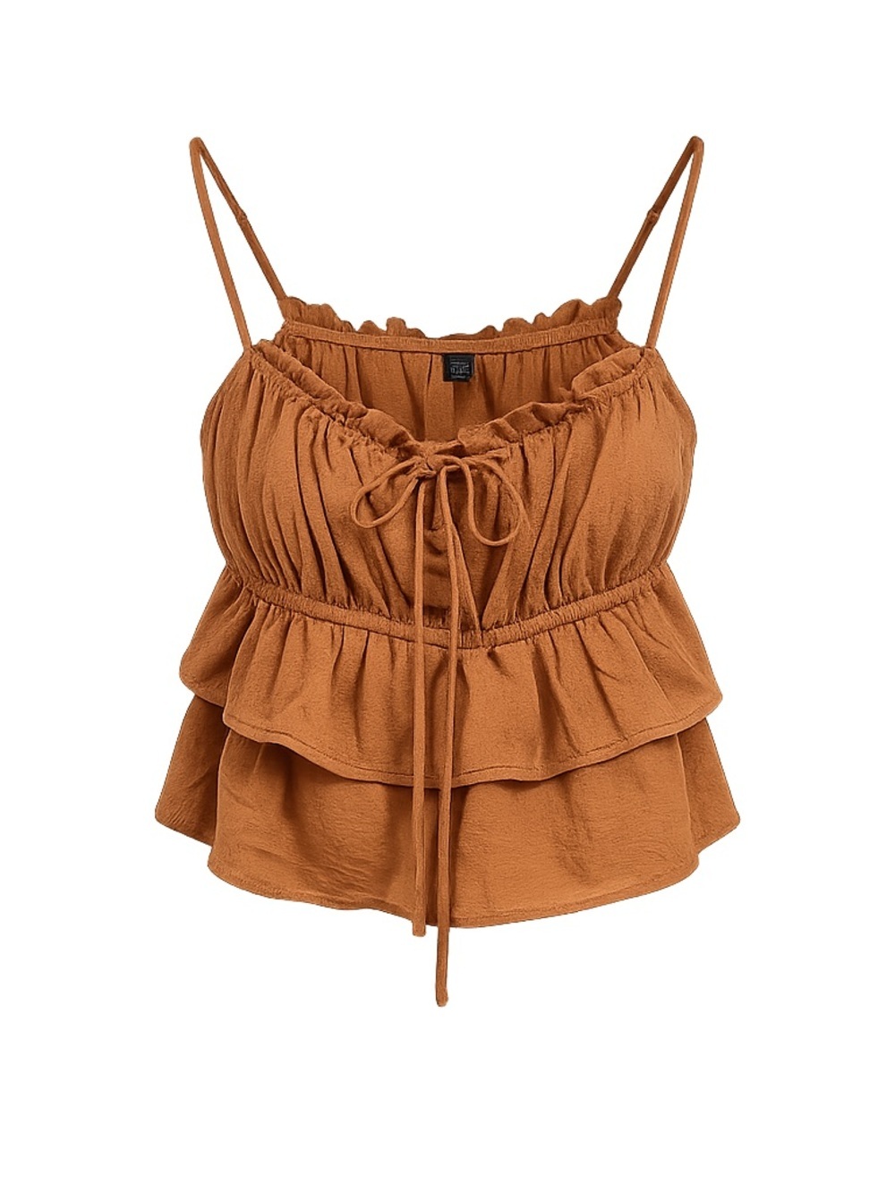Wild Fable Ruffle Crop Top XS Orange Boho Tiered Strappy Camisole
